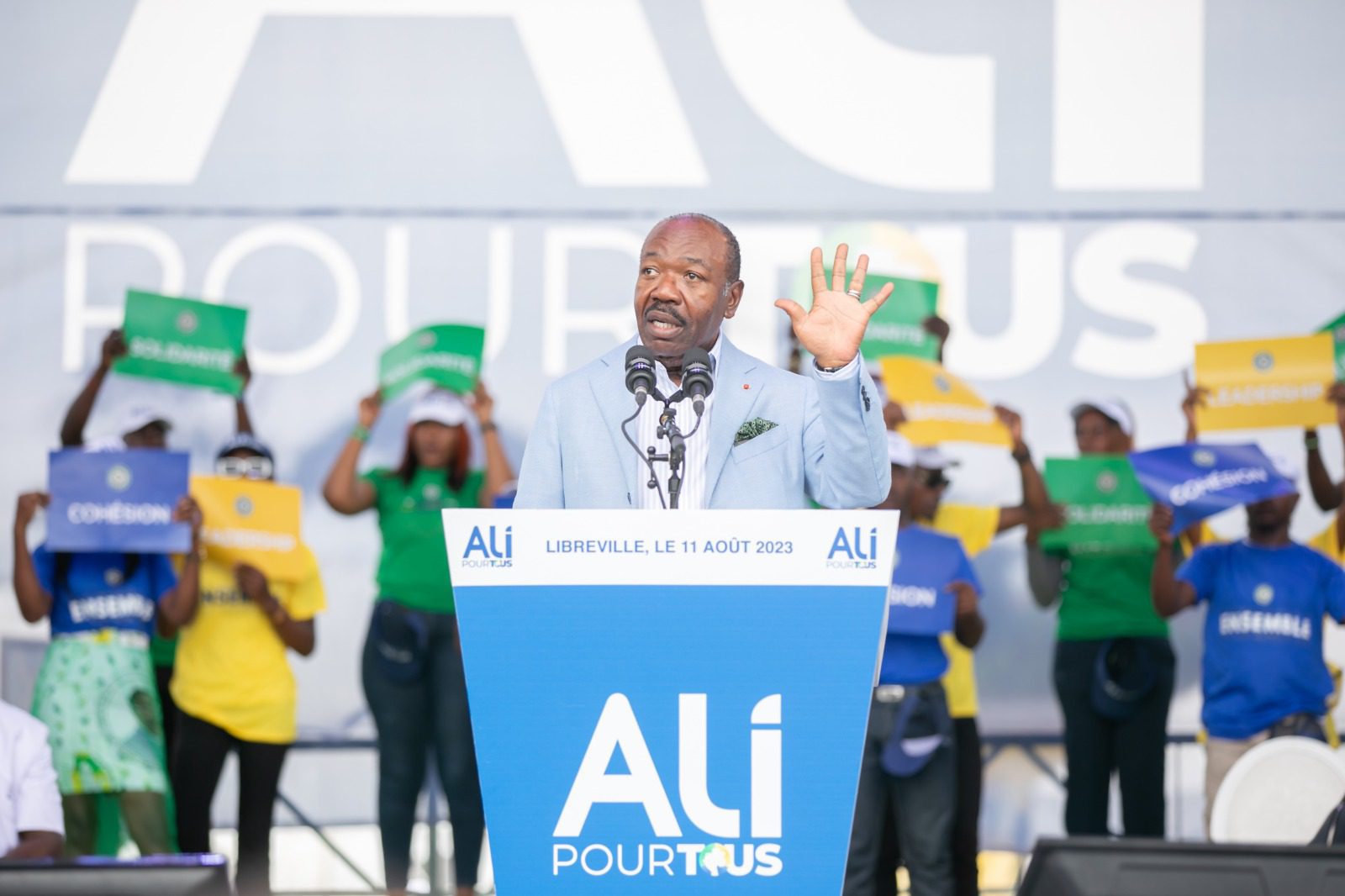 11 août 2023, Libreville, gare d’Owendo - Meeting du candidat Ali Bongo.